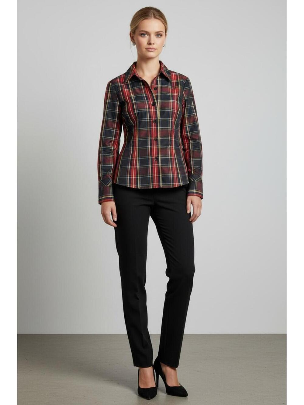 VTG Randy Kemper 90’s Red Stewart Tartan Plaid Button Down Blouse, Size 8